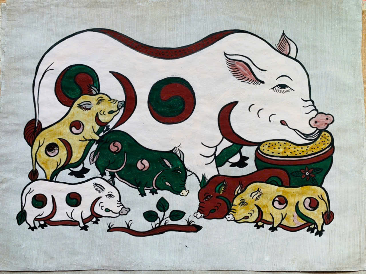 Tranh Đông Hồ - Đàn Lợn Âm Dương